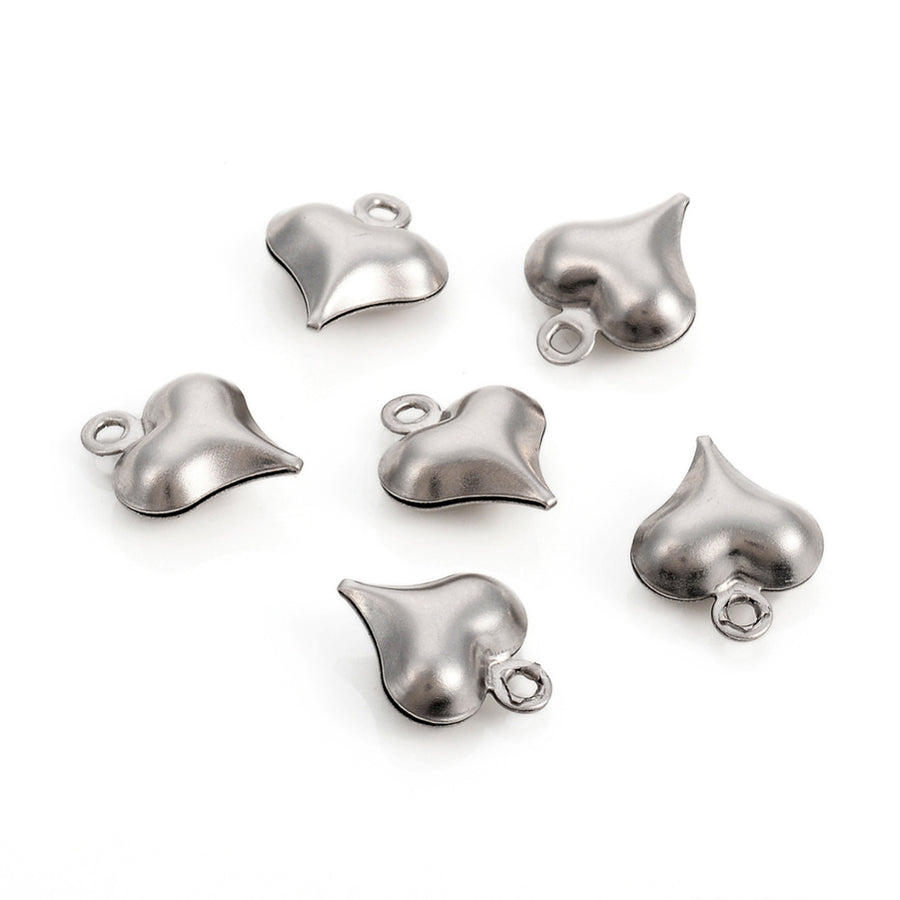 304 Stainless Steel Heart Charm Beads, Stainless Steel Colored Charms for DIY Jewelry Making.   Size: 9mm Width, 17mm Length, 3.8mm Thick, Hole: 1.2mm, Quantity: 5 pcs/bag.  Material: 304 Stainless Steel Charms. Stainless Steel Silver Color. Polished Shinny Finish.