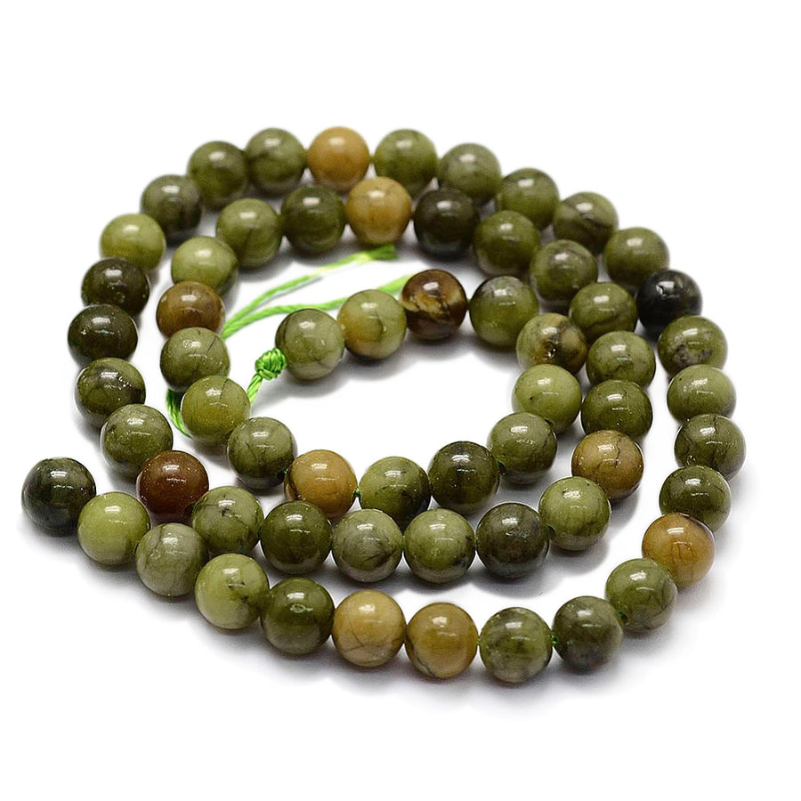 Taiwan Jade Beads, Round, Dark Green Color. Semi-Precious Gemstone Beads for Jewelry Making. Affordable and Great for Stretch Bracelets.  Size: 8mm Diameter, Hole: 1.1mm; approx. 46-48pcs/strand, 15" Inches Long.  Material: The Beads are Natural Taiwan Jade. Dark Green Color. Polished, Shinny Finish.