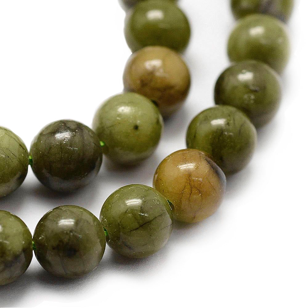 Natural Taiwan Jade Beads, Round, Dark Green Color. Semi-Precious Gemstone Beads for Jewelry Making. Affordable and Great for Stretch Bracelets.  Size: 6mm Diameter, Hole: 1mm; approx. 58pcs/strand, 14.5" Inches Long.  Material: The Beads are Natural Taiwan Jade. Dark Green Color. Polished, Shinny Finish.