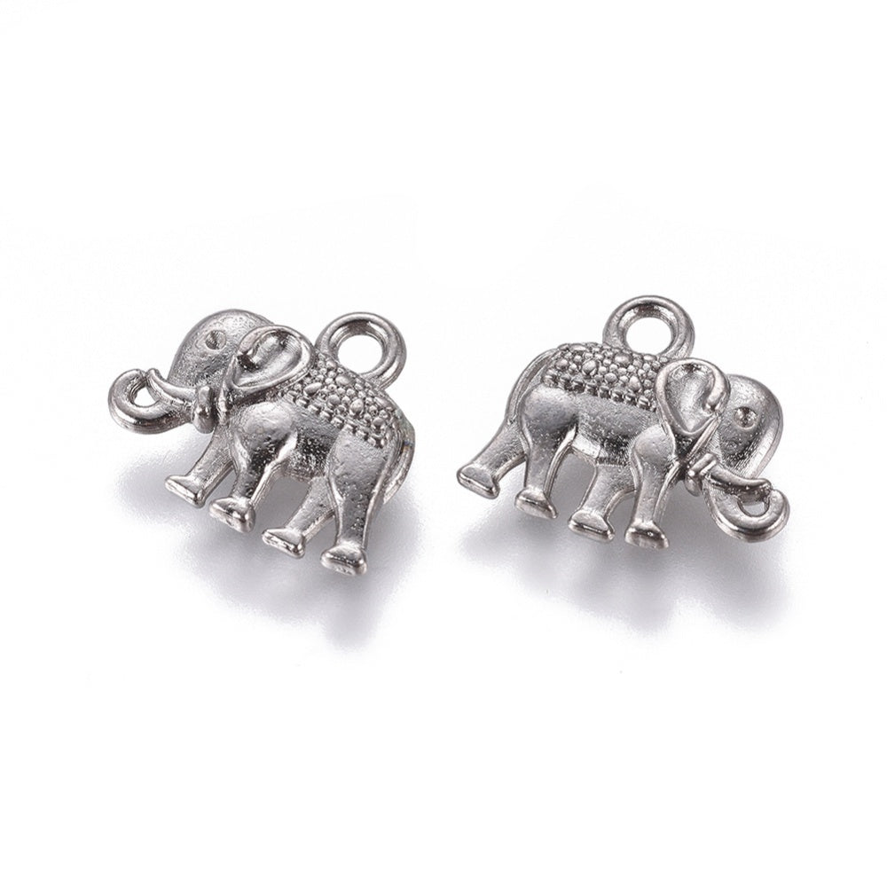 Tibetan Elephant Charm Beads, Antique Gunmetal Colored Vintage Elephant Charms for DIY Jewelry Making. Charms for Bracelet and Necklace Making. www.beadlot.com