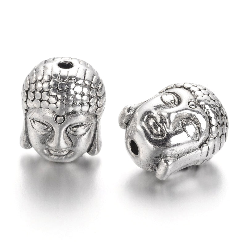 Tibetan Buddha Spacer Beads, Antique Silver Color. Silver Buddha Head Spacers for DIY Jewelry Making Projects. High Quality, Classy, Non-Tarnish Spacers for Beading Projects.