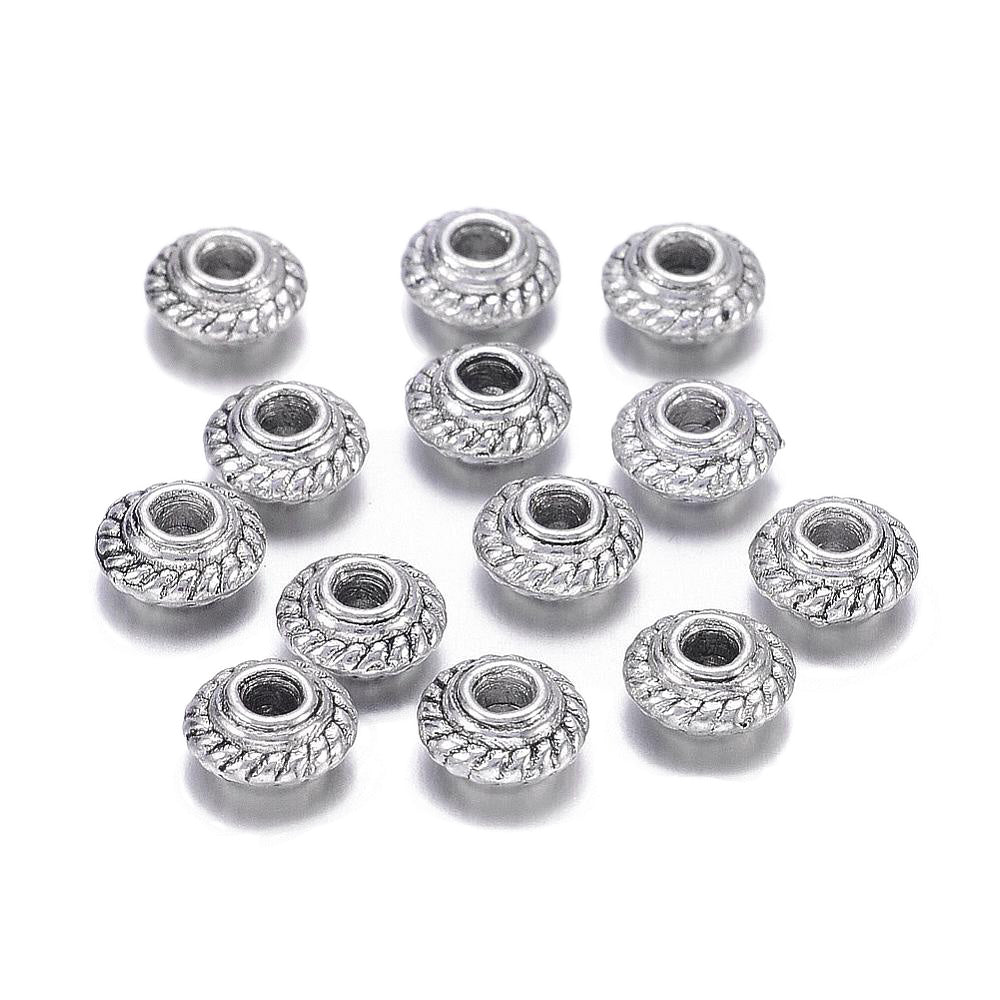 Spacer Beads, Antique Silver, 5x3mm, Hole:1.5mm, 25pcs/bag