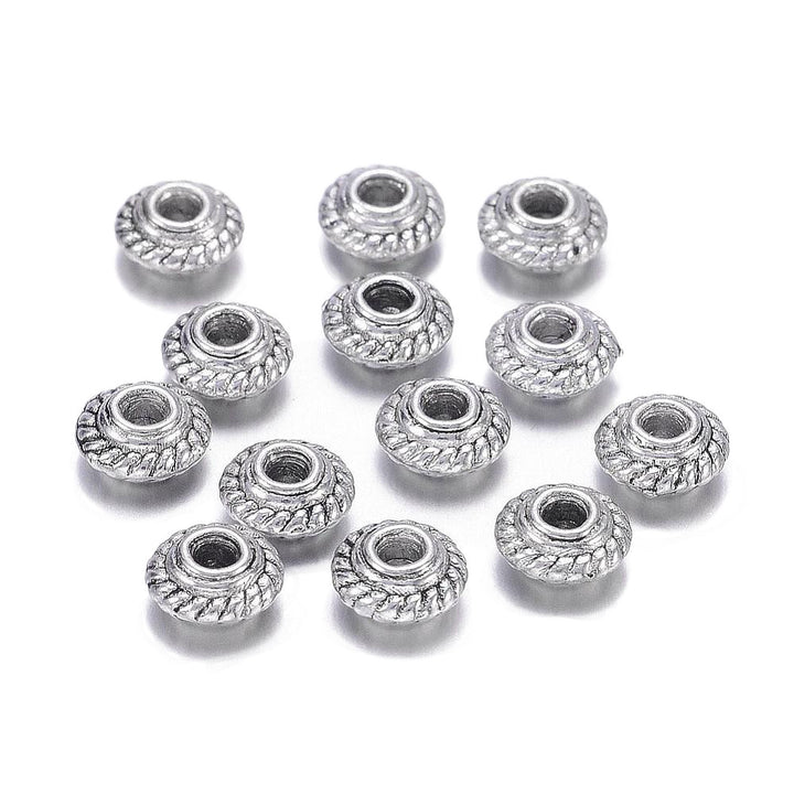 Spacer Beads, Antique Silver, 5x3mm, Hole:1.5mm, 25pcs/bag