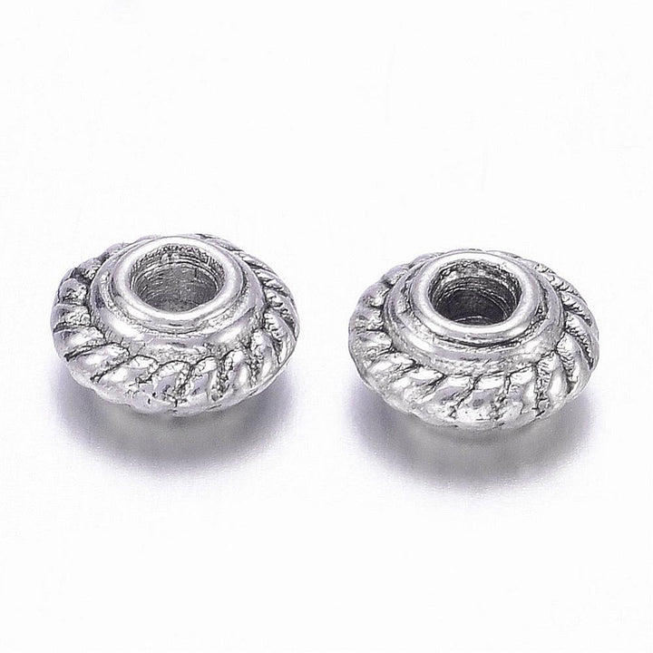 Spacer Beads, Antique Silver, 5x3mm, Hole:1.5mm, 25pcs/bag