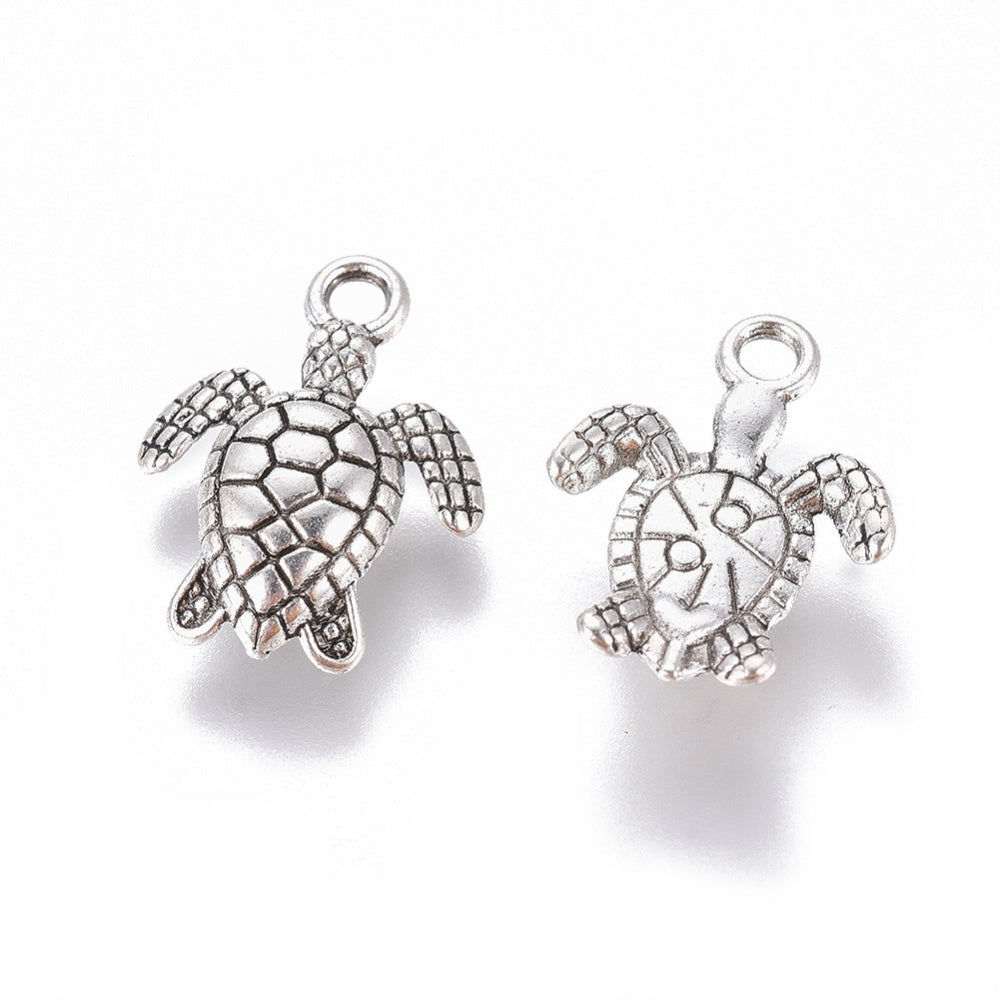 Tibetan Sea Turtle Charm Beads, Antique Silver Colored Turtle Charms for DIY Jewelry Making. Charms for Bracelet and Necklace Making. www.beadlot.com