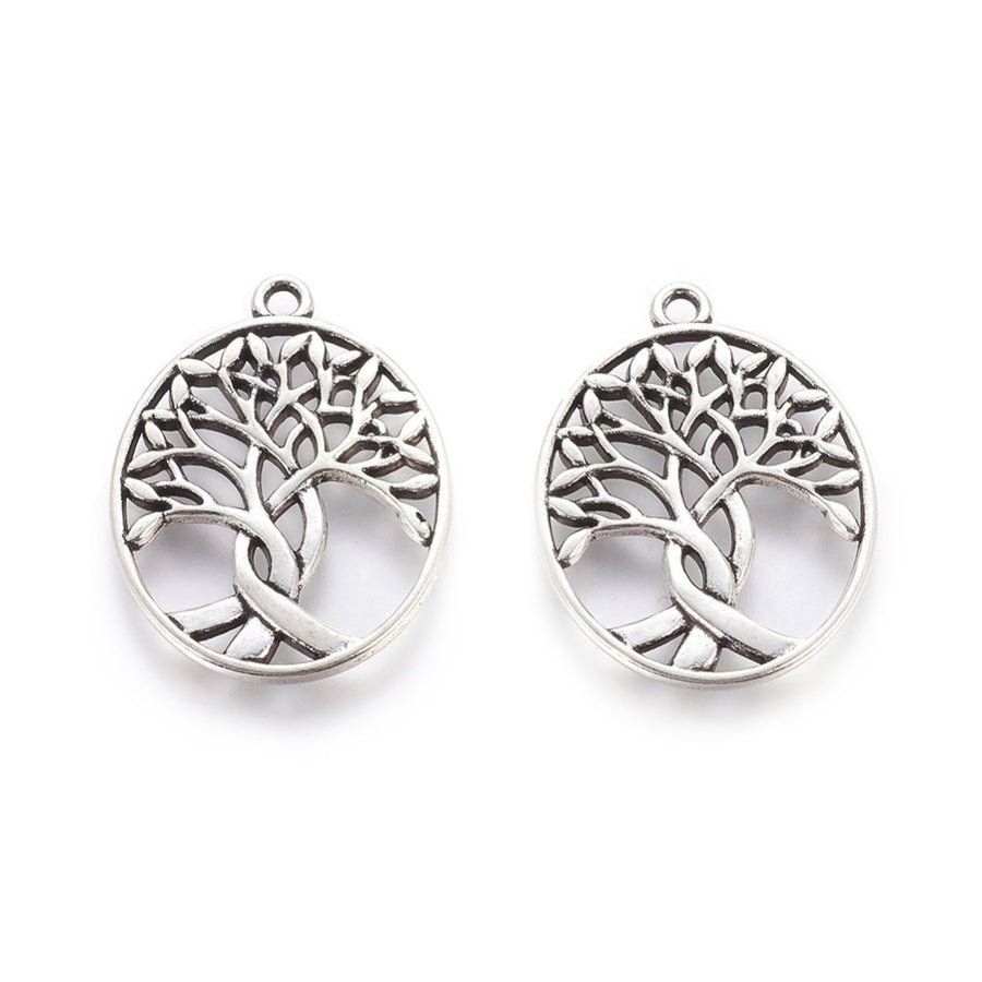 Antique Silver Alloy Tree of Life Pendant Charms for Jewelry Making.  Size: Pendant: 31.5mm Length 23.5mm Width, Hole: 1.5mm, Qty: 1pcs/package.   Material: Zinc Alloy Oval Tree of Life Antique Silver Color Pendant