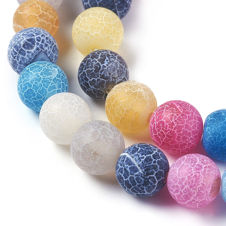 Crackle Agate Beads, Matte Semi-Precious Stone, Mixed Color, 8mm, 47pcs/strand