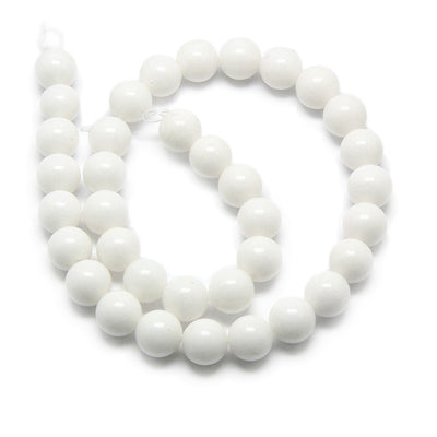 White Jade Beads, Round, White Color. Semi-Precious Crystal Gemstone Beads for Jewelry Making.   Size: 8mm Diameter, Hole: 1mm; approx. 48pcs/strand, 15" Inches Long.  Material: The Beads Malaysia Jade, Quartz. White Color. Polished, Shinny Finish.