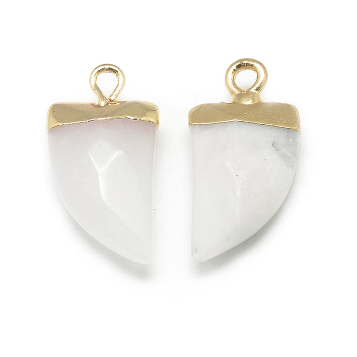 White Jade Pendants, Semi-Precious Gemstone, Faceted, Tusk Shaped Pendant, 21x11x5mm, 1pcs/package