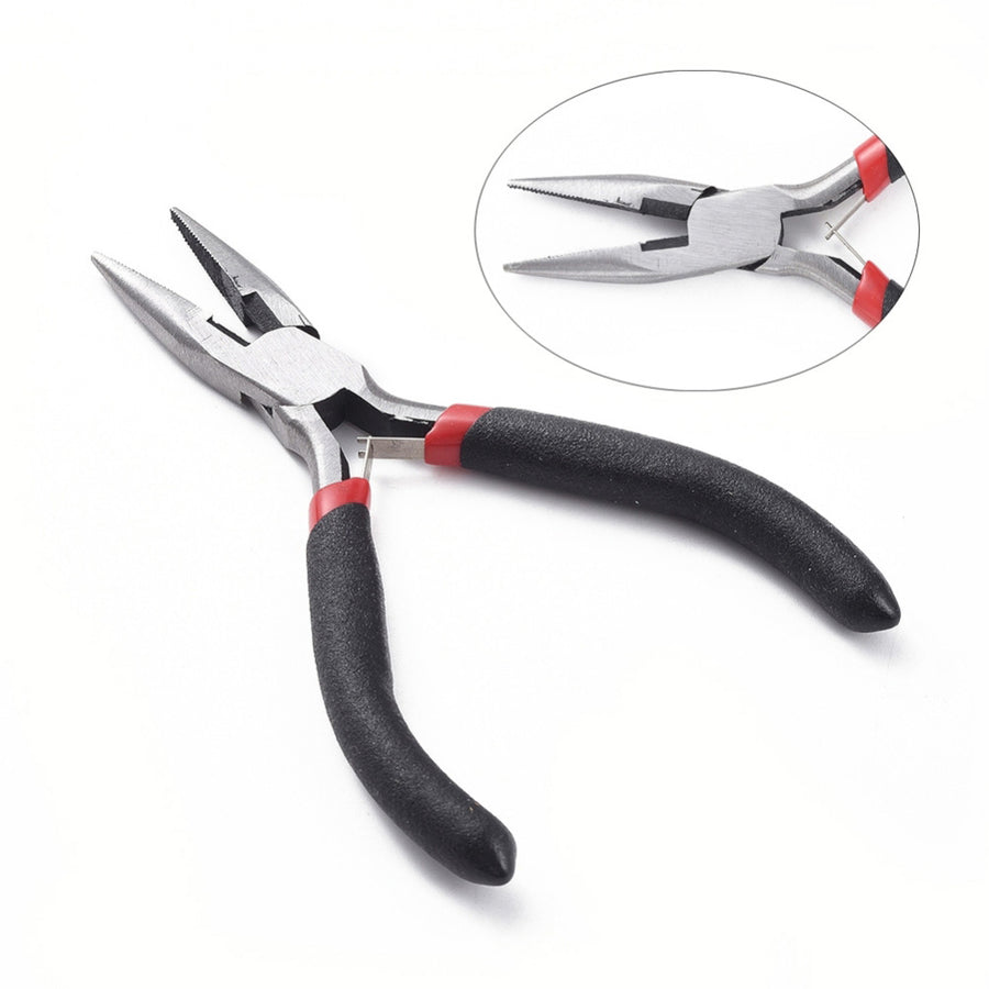 Gunmetal Black Jewelry Pliers for DIY Jewelry Making Projects. Needle Nose Pliers. Affordable Jewelry Making Supplies and Tools. Wire Cutter Pliers.  Material: Carbon Steel Pliers, 5 inches Long, Gunmetal Black Color.