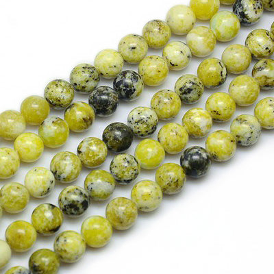 Natural Yellow Turquoise Jasper Beads, Round, Yellow Color. Semi-Precious Stone Jasper Beads for Jewelry Making. Great Beads for Stretch Bracelets.  Size: 8mm Diameter, Hole: 1mm; approx. 44pcs/strand, 15" inches long.  Material: The Beads are Natural Yellow Turquoise Jasper Stone. Cornflower Blue Color. Polished, Shinny Finish.