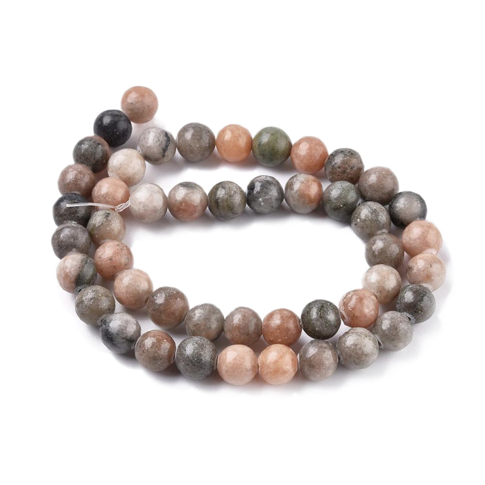 Natural Zebra Jasper Beads, Round, Soft Peach, Orange Grey, Cream Color. Semi-precious Gemstone Beads for DIY Jewelry Making.  High Quality Beads.  Size: 8-8.5mm Diameter, Hole: 1mm, approx. 45pcs/strand, 14.5 Inches Long.  Material: Genuine Natural Zebra Jasper Bead Strand, Loose Stone Beads, High Quality Polished Stone Beads. Shinny Finish. 