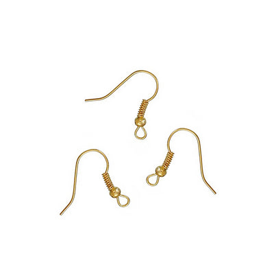 Earring Hooks with Bead and Coil, Antique Gold Color.  Size: 18mm Width, 20mm Length, 10 pcs/package.  Material: Alloy Metal Earring Hooks. Antique Gold Color, Shinny Finish.  Wide Application: The Hooks are Suitable for making Your Own Earrings. Great Addition to Your Jewelry Making Collection.