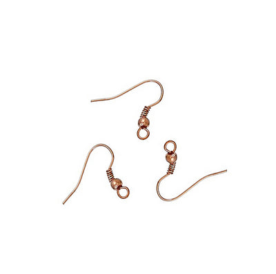 Earring Hooks with Bead and Coil, Rose Gold Color.  Size: 18mm Width, 20mm Length, 10 pcs/package  Material: Alloy Metal Earring Hooks. Antique Rose Gold Color, Shinny Finish.  Wide Application: The Hooks are Suitable for making Your Own Earrings. Great Addition to Your Jewelry Making Collection.