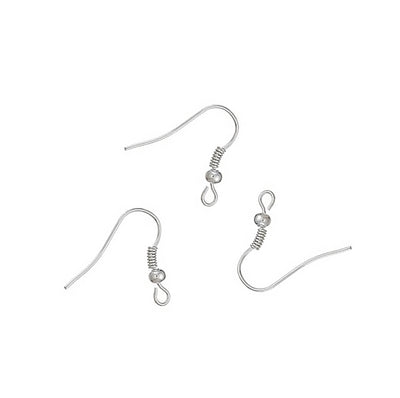 Earring Hooks with Bead and Coil, Platinum Silver Color.  Size: 18mm Width, 20mm Length, 10 pcs/package.  Material: Alloy Metal Earring Hooks. Platinum Silver Color, Shinny Finish  Wide Application: The Hooks are Suitable for making Your Own Earrings. Great Addition to Your Jewelry Making Collection.