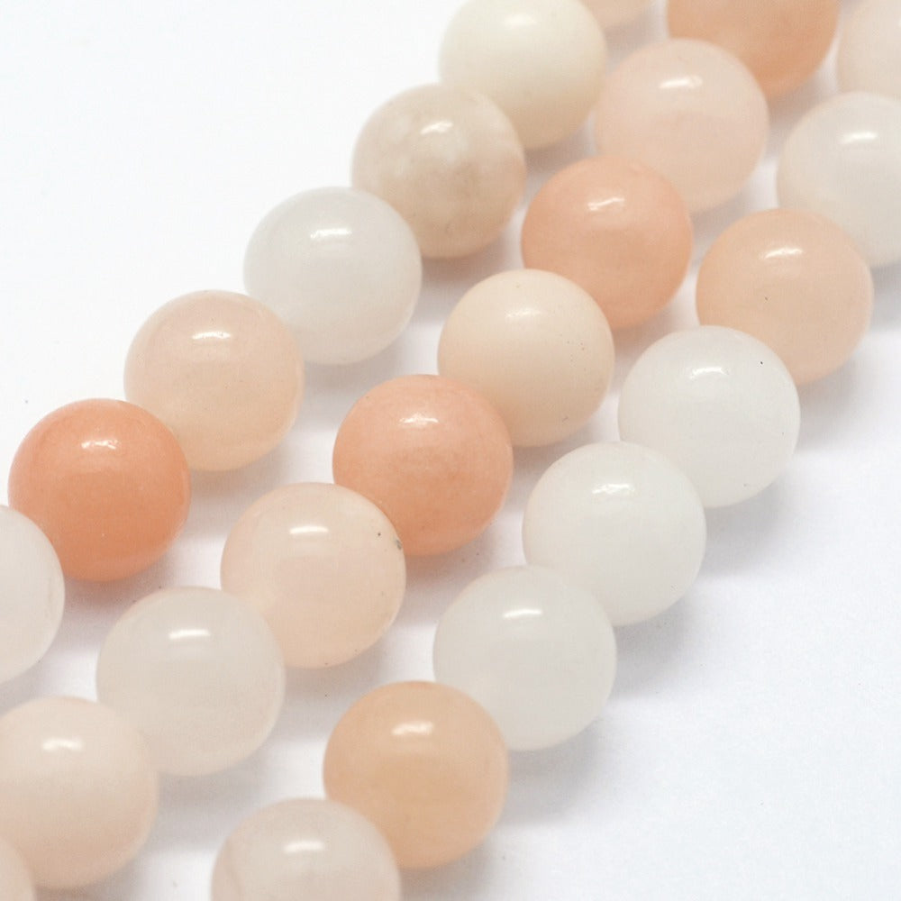Natural Pink Aventurine Bead Strands, Round, Pale Cream and Pink  Color. Semi-Precious Gemstone Beads for Jewelry Making. Affordable High Quality Beads for Jewelry Making.