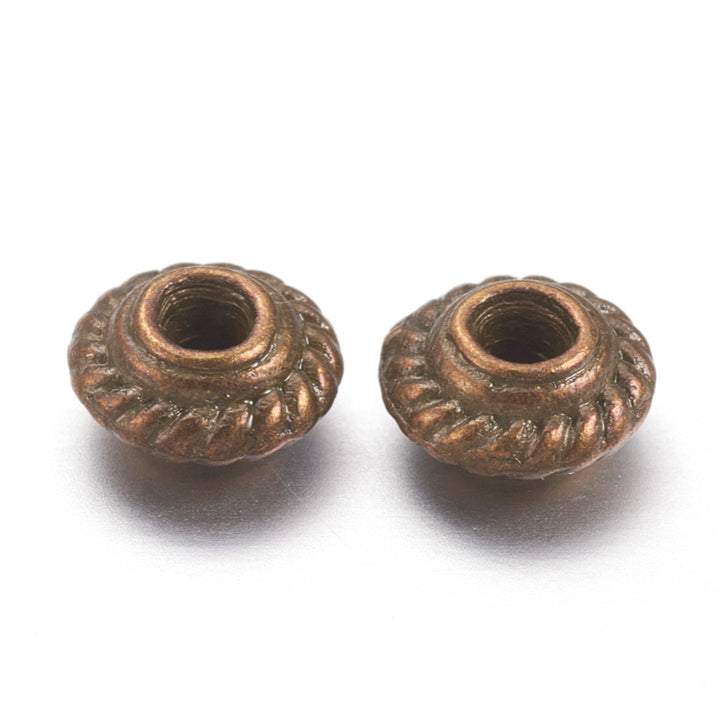 Spacer Beads, Bronze, 5x3mm, Hole:1.5mm, 25pcs/bag