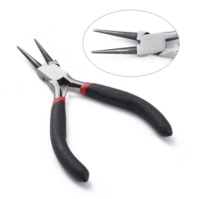 Gunmetal Black Jewelry Pliers for DIY Jewelry Making Projects. Round Nose Pliers. Affordable Jewelry Making Supplies and Tools.  Material: Carbon Steel Pliers, 5 inches Long, Gunmetal Black Color.