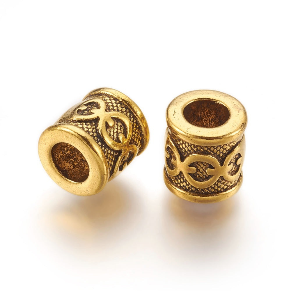 Antique Gold Tibetan Style Alloy Column/Tube Spacer Beads. Shinny Finish. 100% Lead and Nickel Free Spacers.