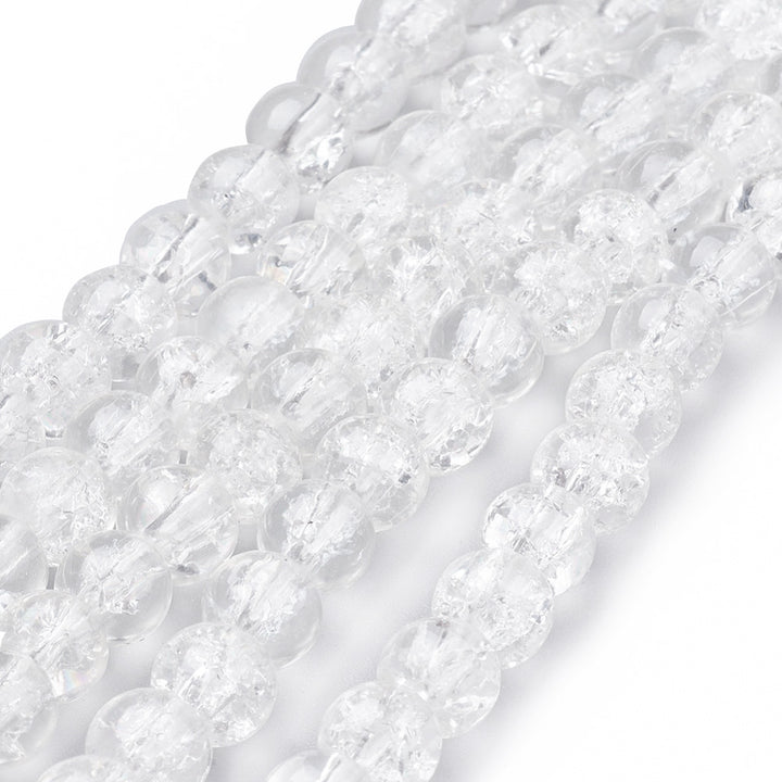 Crackle Glass Beads, Clear Color, 8mm, 100pcs/strand