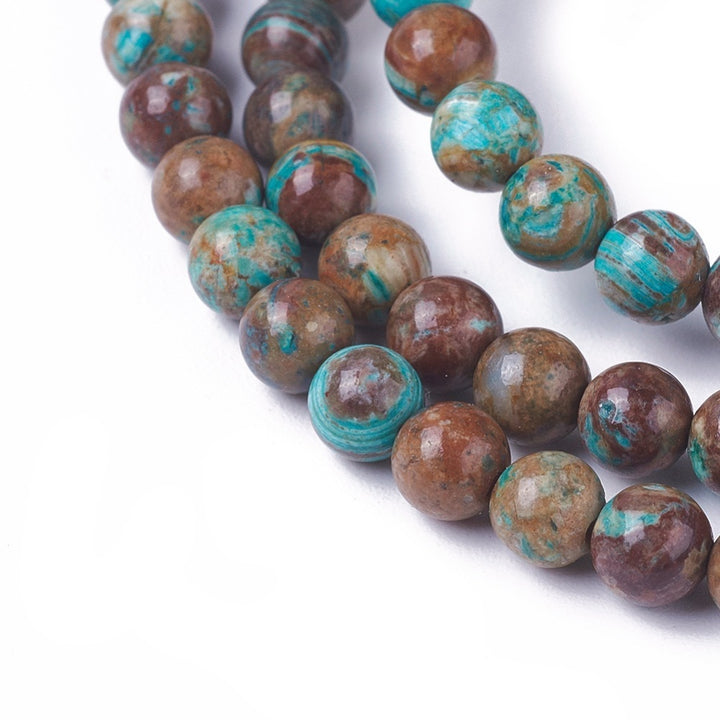 Gorgeous Natural Ocean Jasper Beads, Round, Turquoise Blue and Brown Color. Semi-Precious Gemstone Beads for DIY Jewelry Making. Great for Mala Bracelets.  Size: 4mm Diameter, Hole: 0.5mm; approx. 85pcs/strand, 15" Inches Long.
