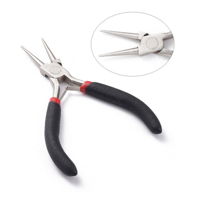Ferronickel Platinum Jewelry Pliers for DIY Jewelry Making Projects. Round Nose Pliers. Affordable Jewelry Making Supplies and Tools.  Material: Carbon Steel Pliers, 5 inches Long, Ferronickel, Platinum Color.  Use: These Pliers are used for Jewelry Making, Wire Wrapping. They can be used to close loops, open and close jump rings or to make eye pins, etc.