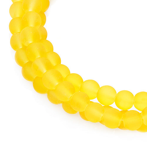 Frosted Glass Beads, Canary Yellow Color, 6mm, 135pcs/strand