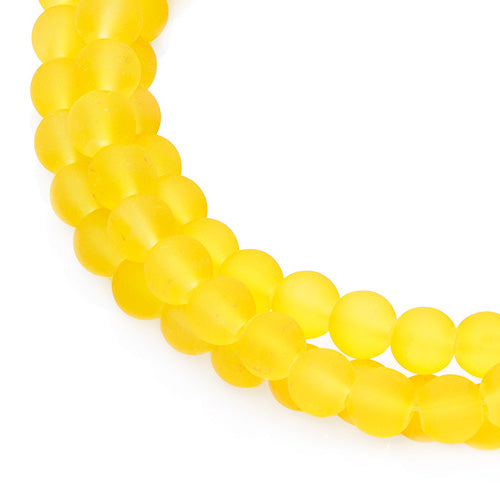 Frosted Glass Beads, Canary Yellow Color, 8mm, 105pcs/strand