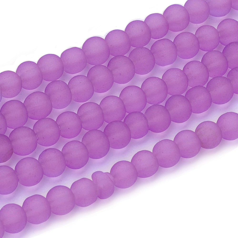 Frosted Glass Beads, Purple Color, 4mm, 195pcs/strand