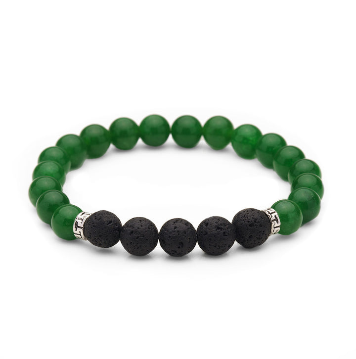 Green Aventurine &amp; Lava Rock Crystal Stretch Bracelet, Essential Oil Diffusing Jewelry, Semi-Precious Gemstone Beads, 7.5 inches stackable stretch bracelet, gemstone charm bracelet
