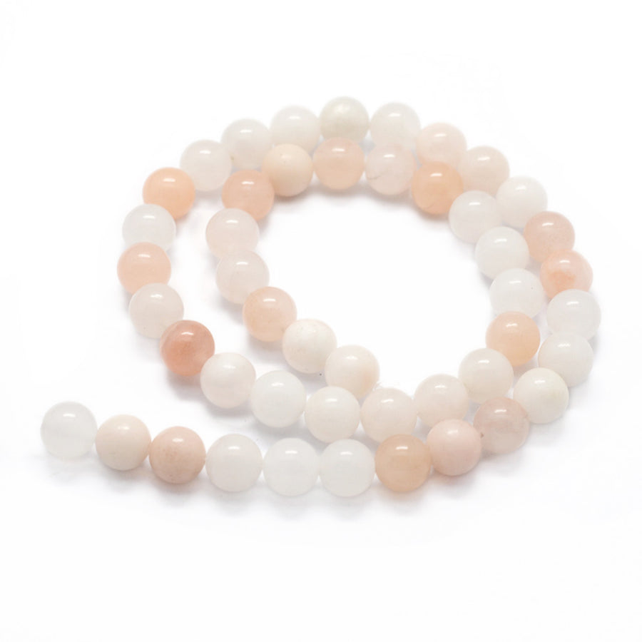 Natural Pink Aventurine Bead Strands, Round, Pale Cream and Pink  Color. Semi-Precious Gemstone Beads for Jewelry Making. Affordable High Quality Beads for Jewelry Making.