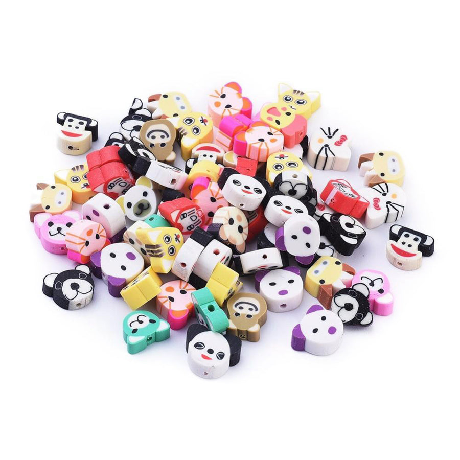 Handmade Polymer Clay Beads, Assorted Animal Shapes, Mixed Color. Colorful Emoji Polymer Clay Spacer Beads for DIY Jewelry Making. Great for Stretch Bracelets. High Quality Polymer Clay, Multi-Color and Assorted Animal Shapes. Lightweight Beads. Smooth Finish. www.beadlot.com