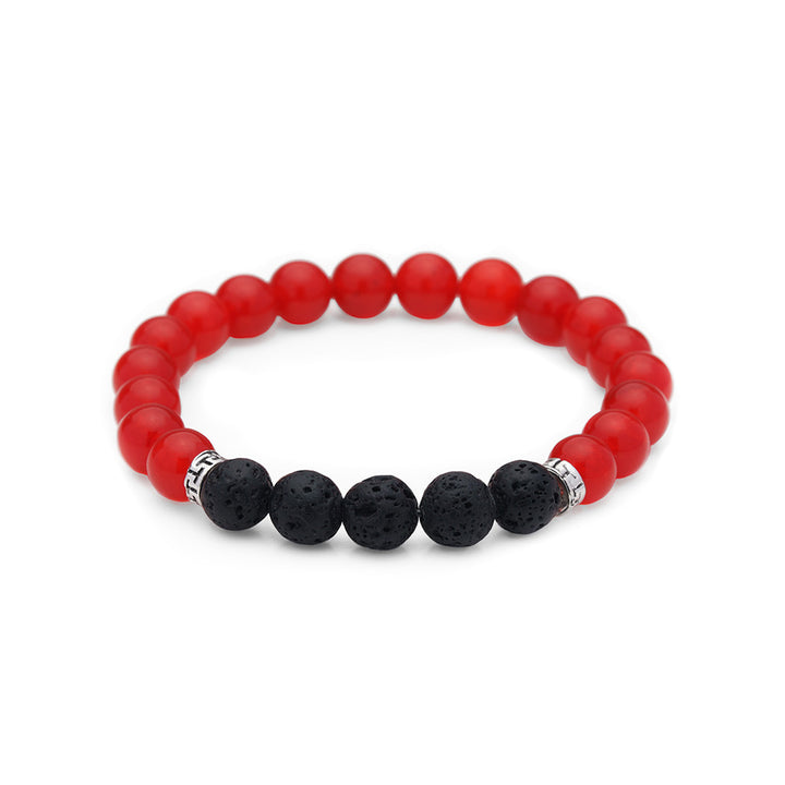 Red Jade &amp; Lava Rock Crystal Stretch Bracelet, Essential Oil Diffusing Jewelry, Semi-precious Gemstone Beads, 7.5 inches stackable stretch bracelet, natural gemstone beaded jewelry
