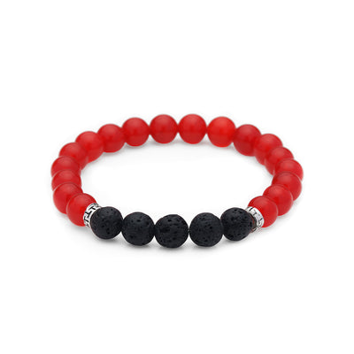 Red Jade & Lava Rock Crystal Stretch Bracelet, Essential Oil Diffusing Jewelry, Semi-precious Gemstone Beads, 7.5 inches stackable stretch bracelet, natural gemstone beaded jewelry
