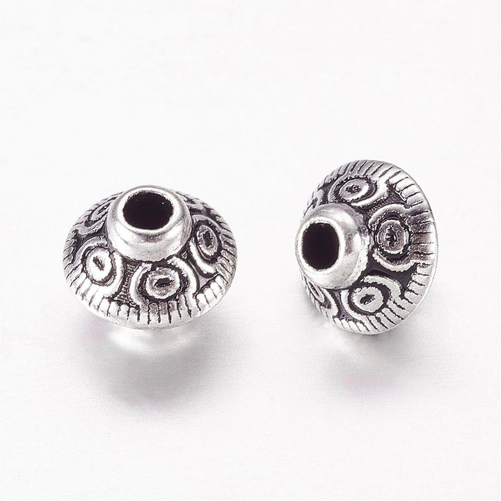 Spacer Beads, Bicone, Antique Silver, 6.5x7.5mm, Hole:1mm, 25pcs/bag