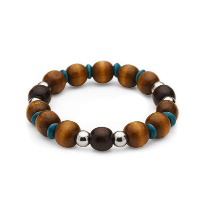 Light Brown Wooden Bracelet, Stackable Multi Colored Beaded Jewelry, Chunky Bracelet with Large 10mm Wood Beads, 7.5 inches Women's stretch bracelet